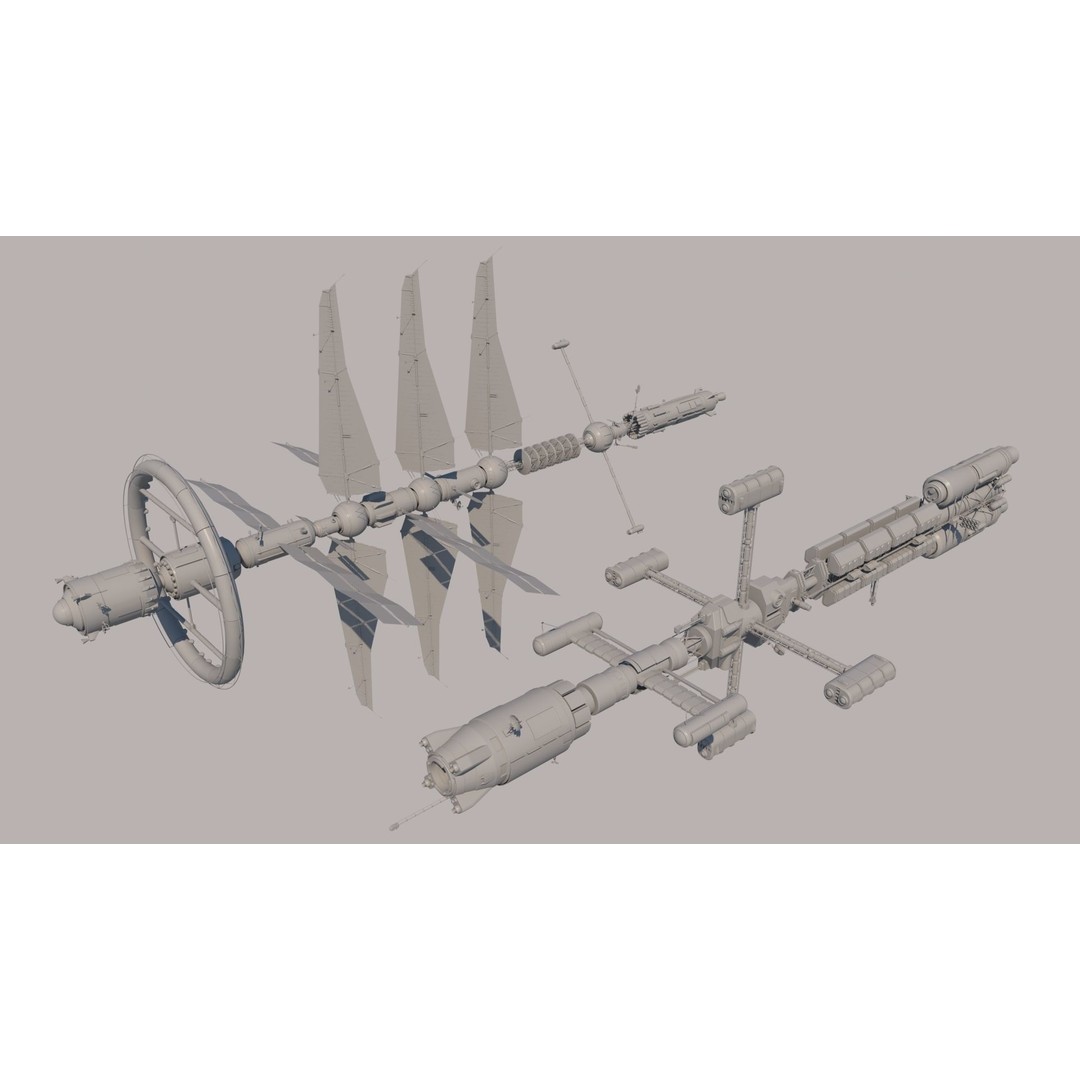 Science Spaceships 3D Model – Futuristic Cruiser, FBX & OBJ Formats - View 7