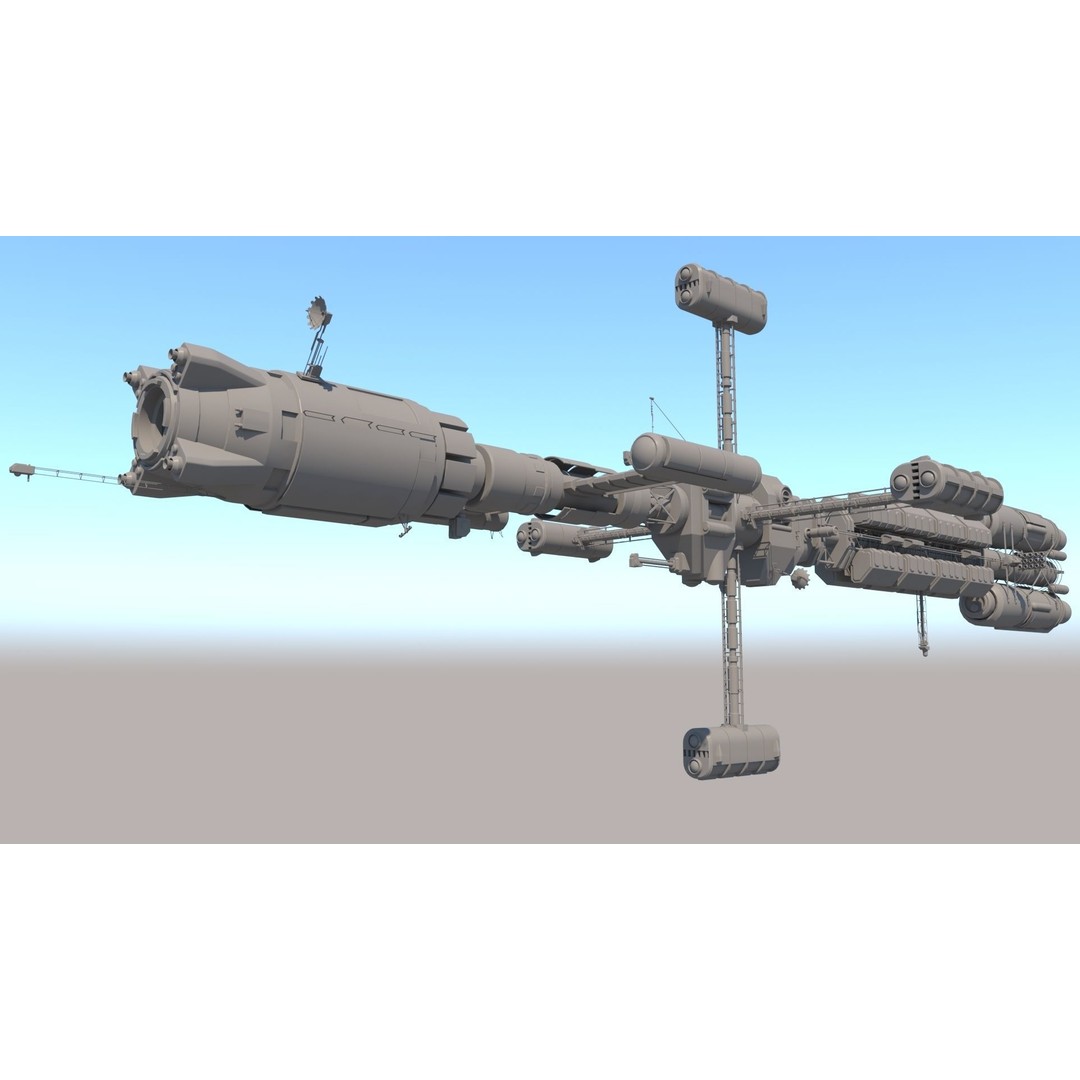 Science Spaceships 3D Model – Futuristic Cruiser, FBX & OBJ Formats - View 9