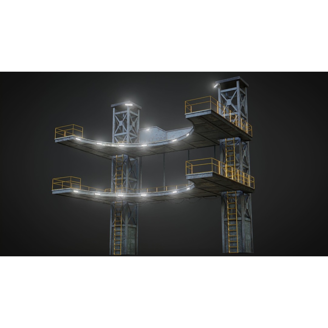 Landing Pad 3D Model – Low Poly Industrial Platform, Game Ready - View 10