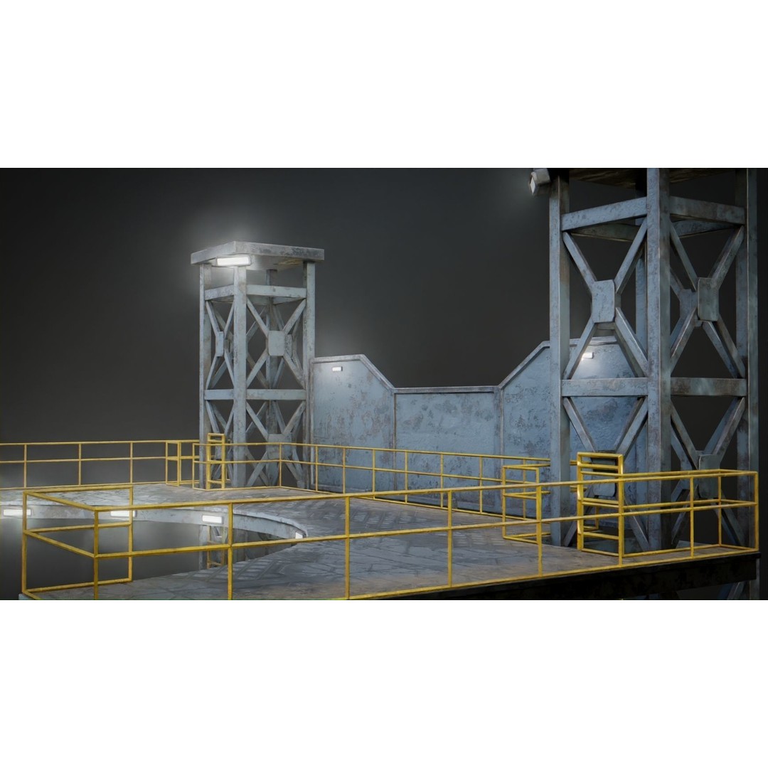 Landing Pad 3D Model – Low Poly Industrial Platform, Game Ready - View 12