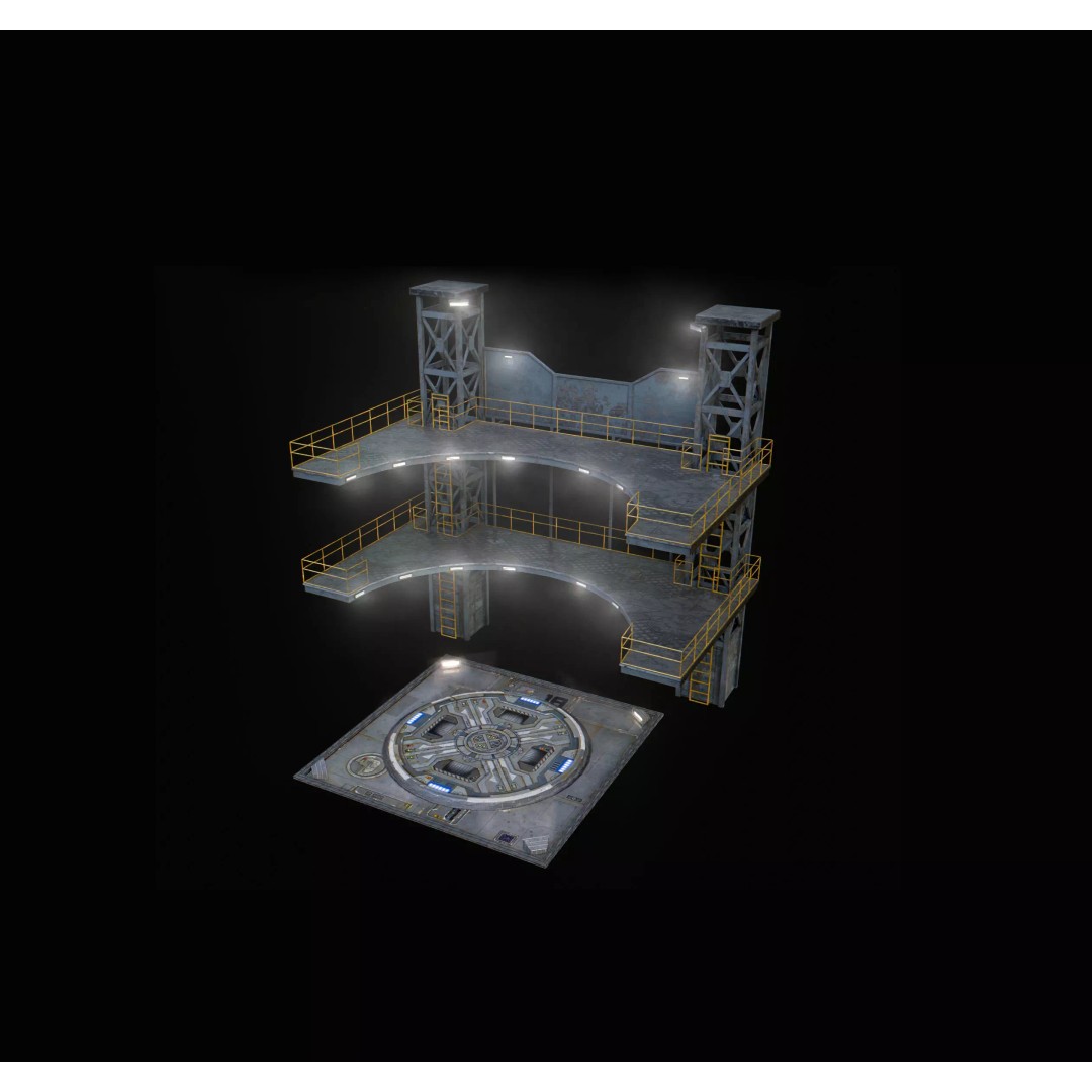 Landing Pad 3D Model – Low Poly Industrial Platform, Game Ready - View 2