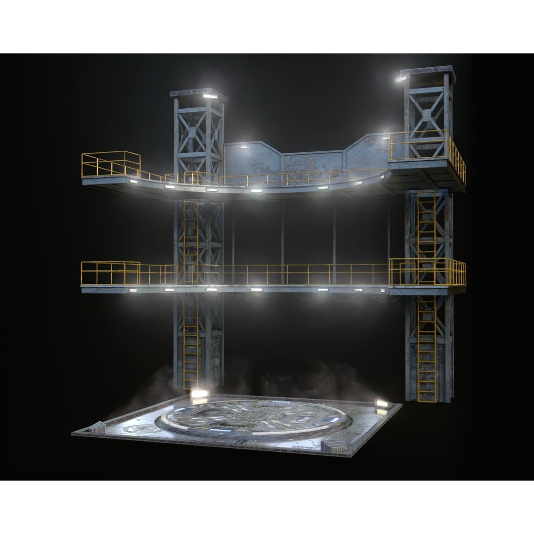 Landing Pad 3D Model – Low Poly Industrial Platform, Game Ready - View 4