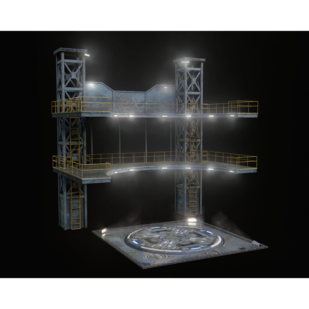 Landing Pad 3D Model – Low Poly Industrial Platform, Game Ready - View 5