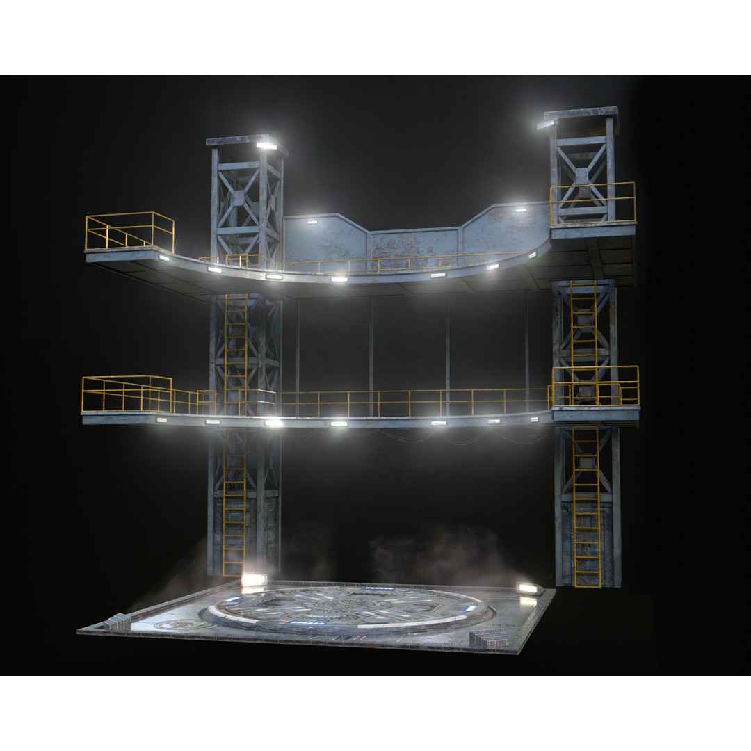 Landing Pad 3D Model – Low Poly Industrial Platform, Game Ready - View 6