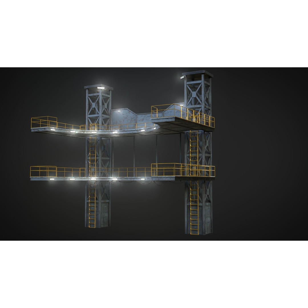 Landing Pad 3D Model – Low Poly Industrial Platform, Game Ready - View 7