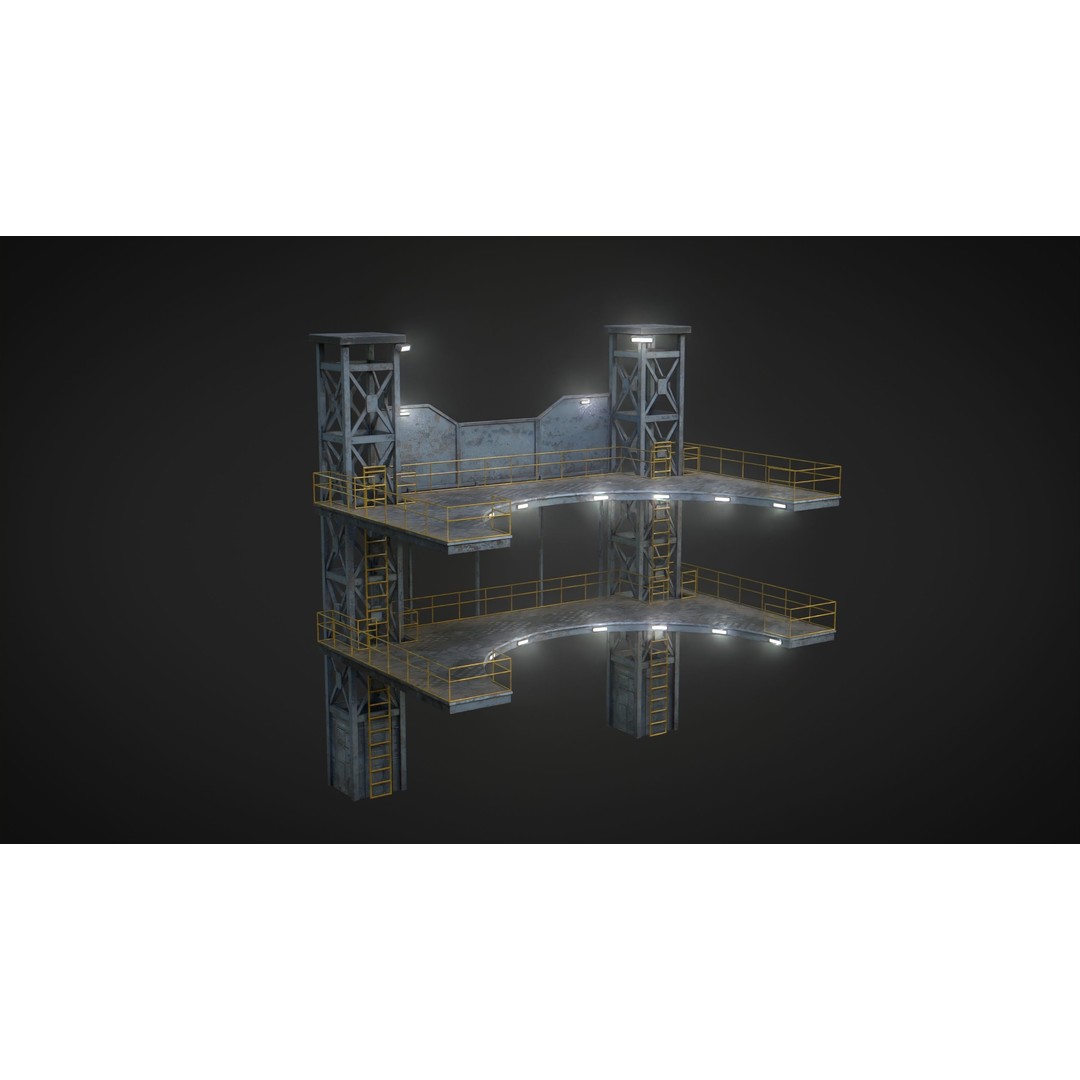 Landing Pad 3D Model – Low Poly Industrial Platform, Game Ready - View 9
