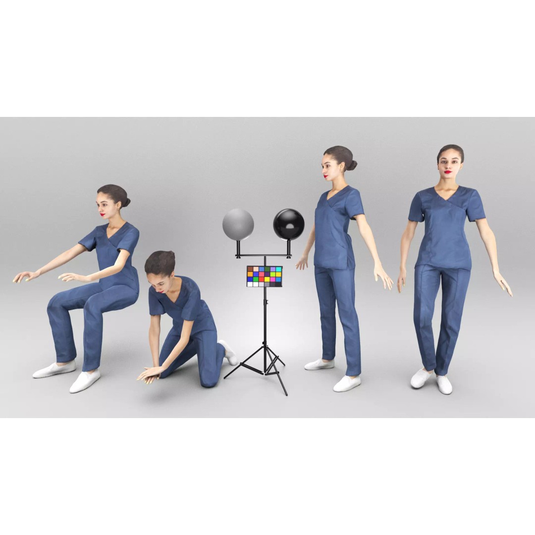 Animated Nurse 3D Model – Low Poly Rigged Character for Games, FBX - View 2