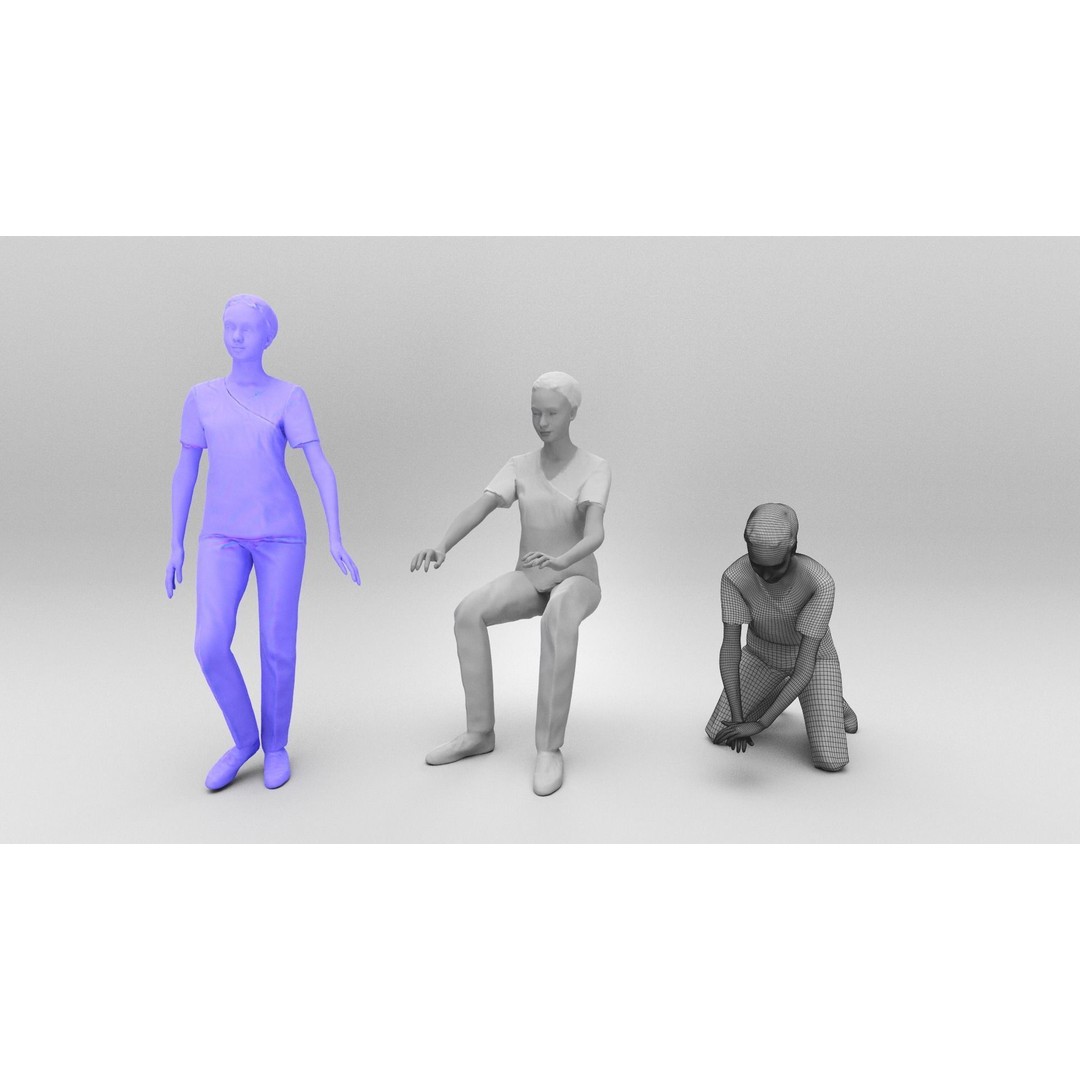 Animated Nurse 3D Model – Low Poly Rigged Character for Games, FBX - View 5