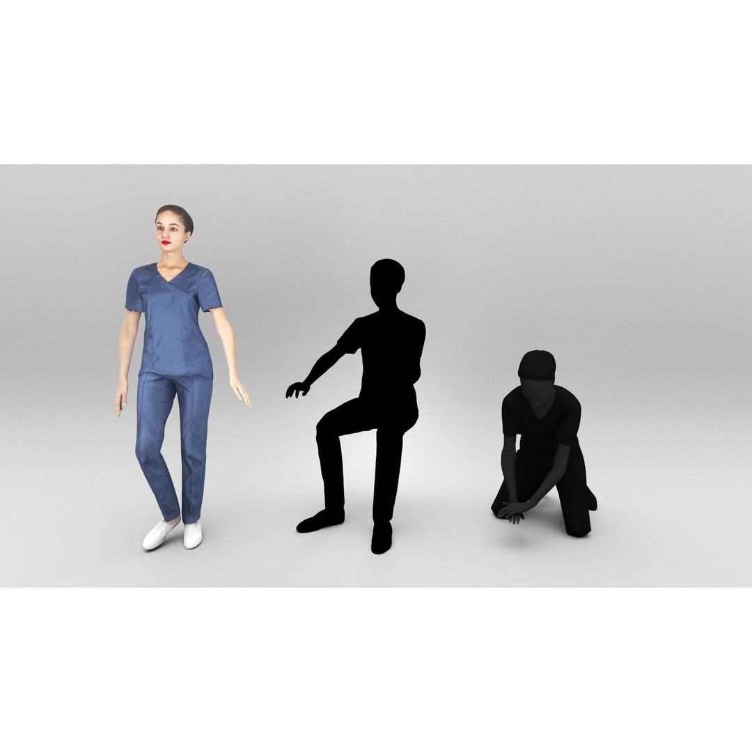 Animated Nurse 3D Model – Low Poly Rigged Character for Games, FBX - View 6