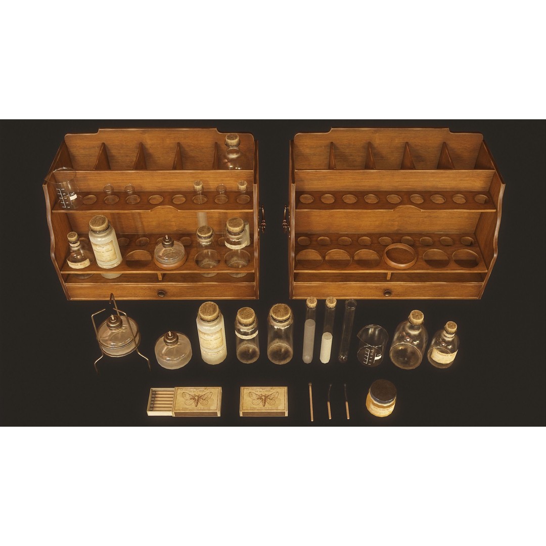 Apothecary Chest 3D Model – Low Poly PBR Game Asset, FBX, OBJ - View 11
