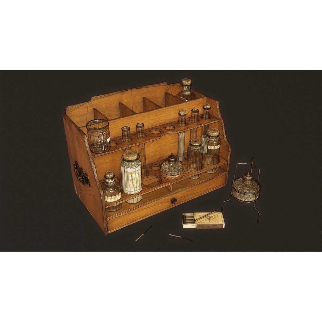 Apothecary Chest 3D Model – Low Poly PBR Game Asset, FBX, OBJ - View 12