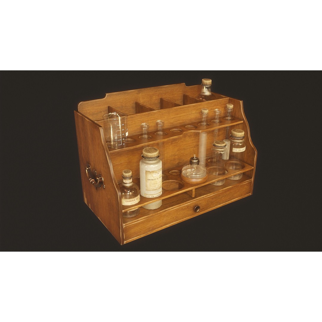 Apothecary Chest 3D Model – Low Poly PBR Game Asset, FBX, OBJ - View 3