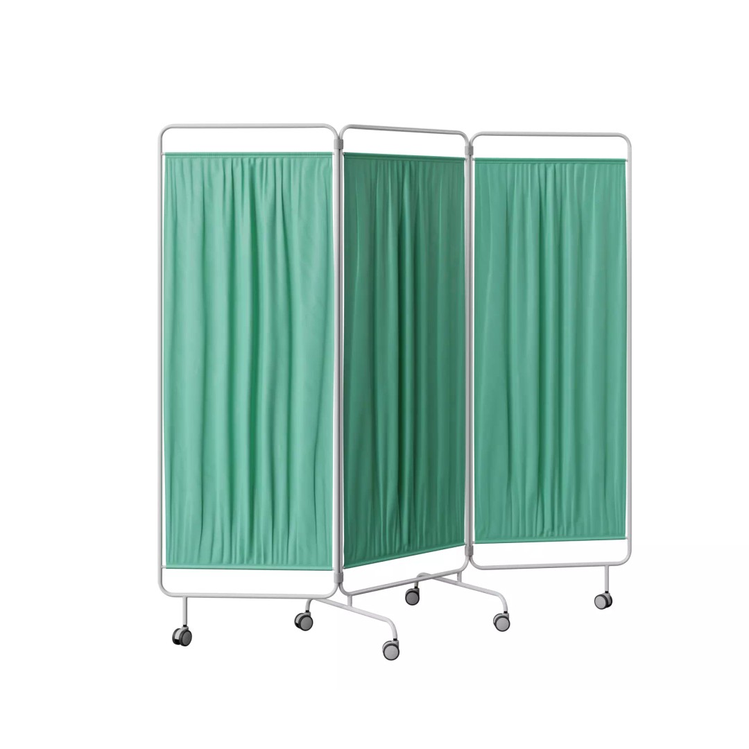 Folding Screen 3D Model – Medical Interior Privacy Asset, PBR, FBX - View 2