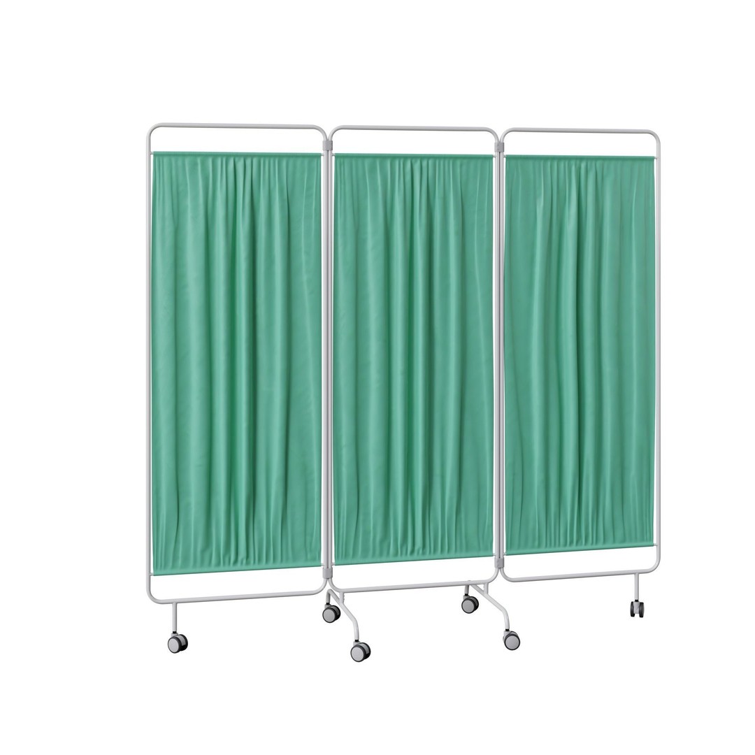Folding Screen 3D Model – Medical Interior Privacy Asset, PBR, FBX - View 4
