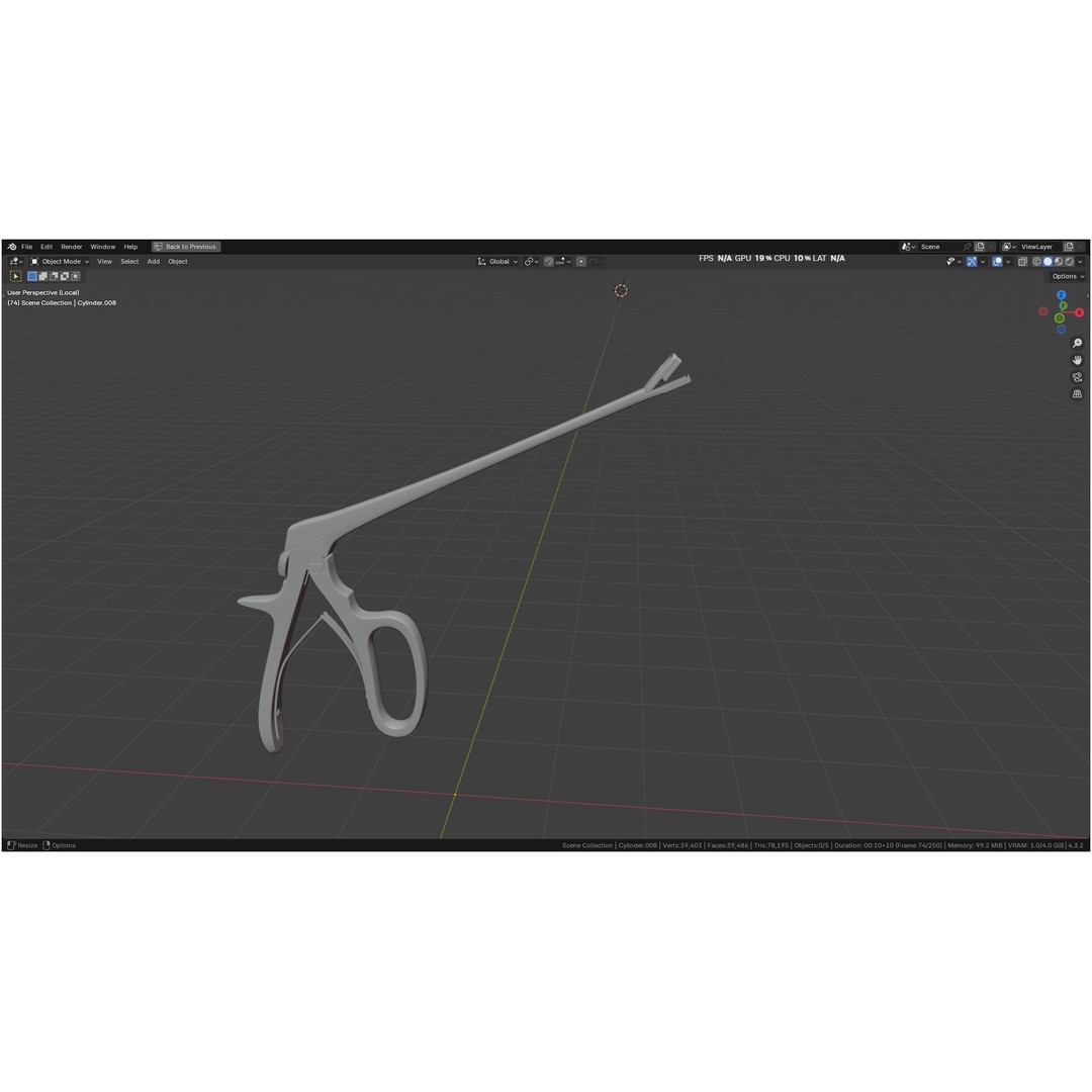 Tischler Standard Straight Biopsy Punch 3D Model – High Poly PBR Medical Tool, FBX, OBJ - View 10