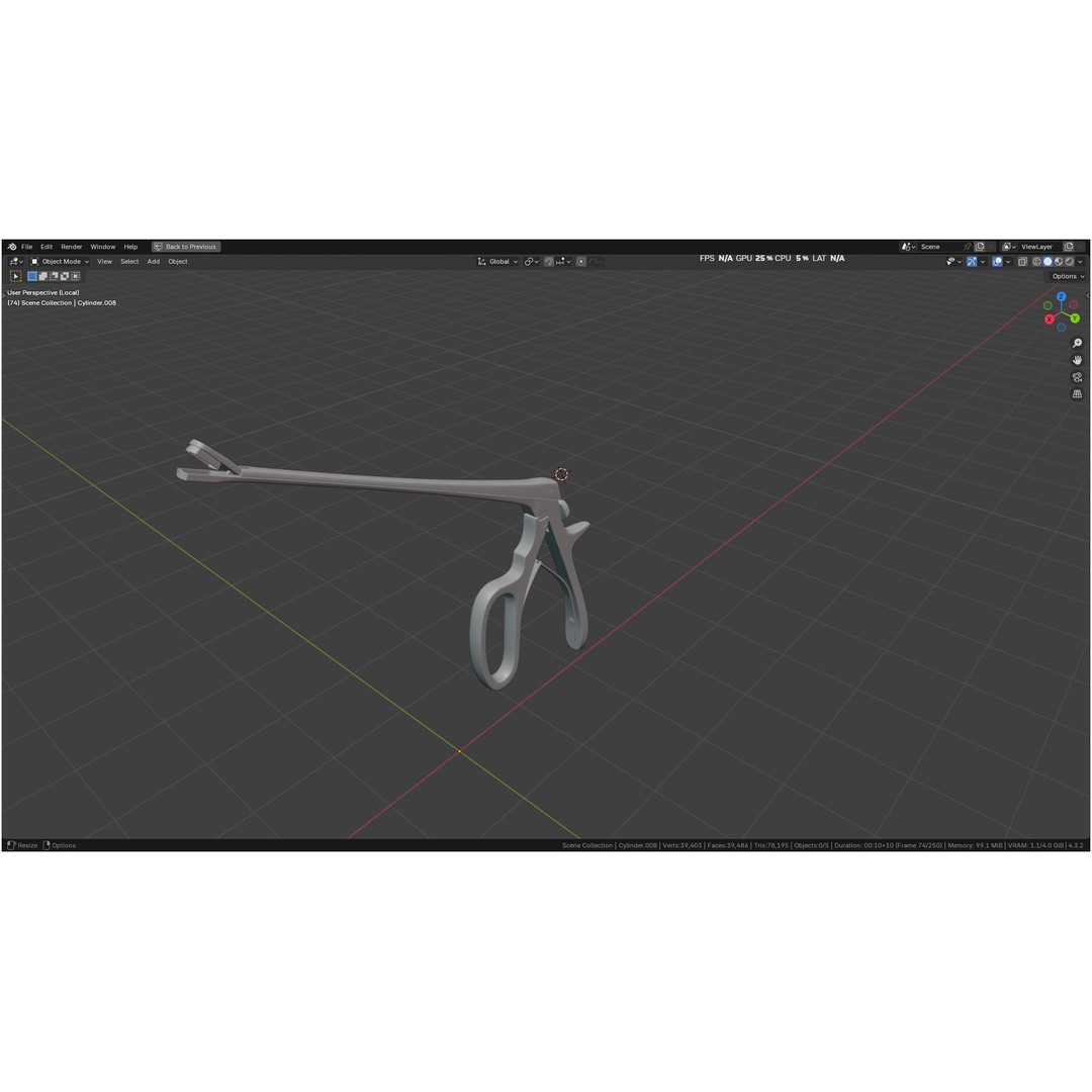 Tischler Standard Straight Biopsy Punch 3D Model – High Poly PBR Medical Tool, FBX, OBJ - View 11
