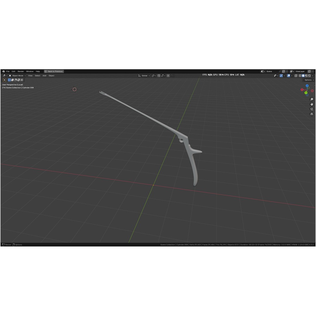 Tischler Standard Straight Biopsy Punch 3D Model – High Poly PBR Medical Tool, FBX, OBJ - View 32