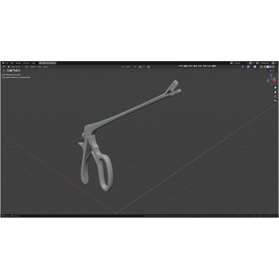 Tischler Standard Straight Biopsy Punch 3D Model – High Poly PBR Medical Tool, FBX, OBJ - View 4