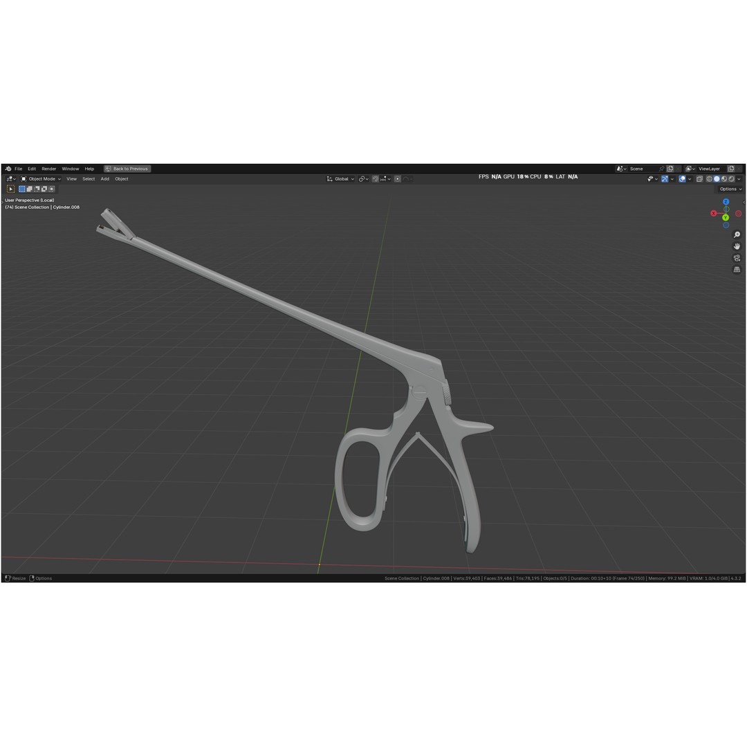 Tischler Standard Straight Biopsy Punch 3D Model – High Poly PBR Medical Tool, FBX, OBJ - View 5