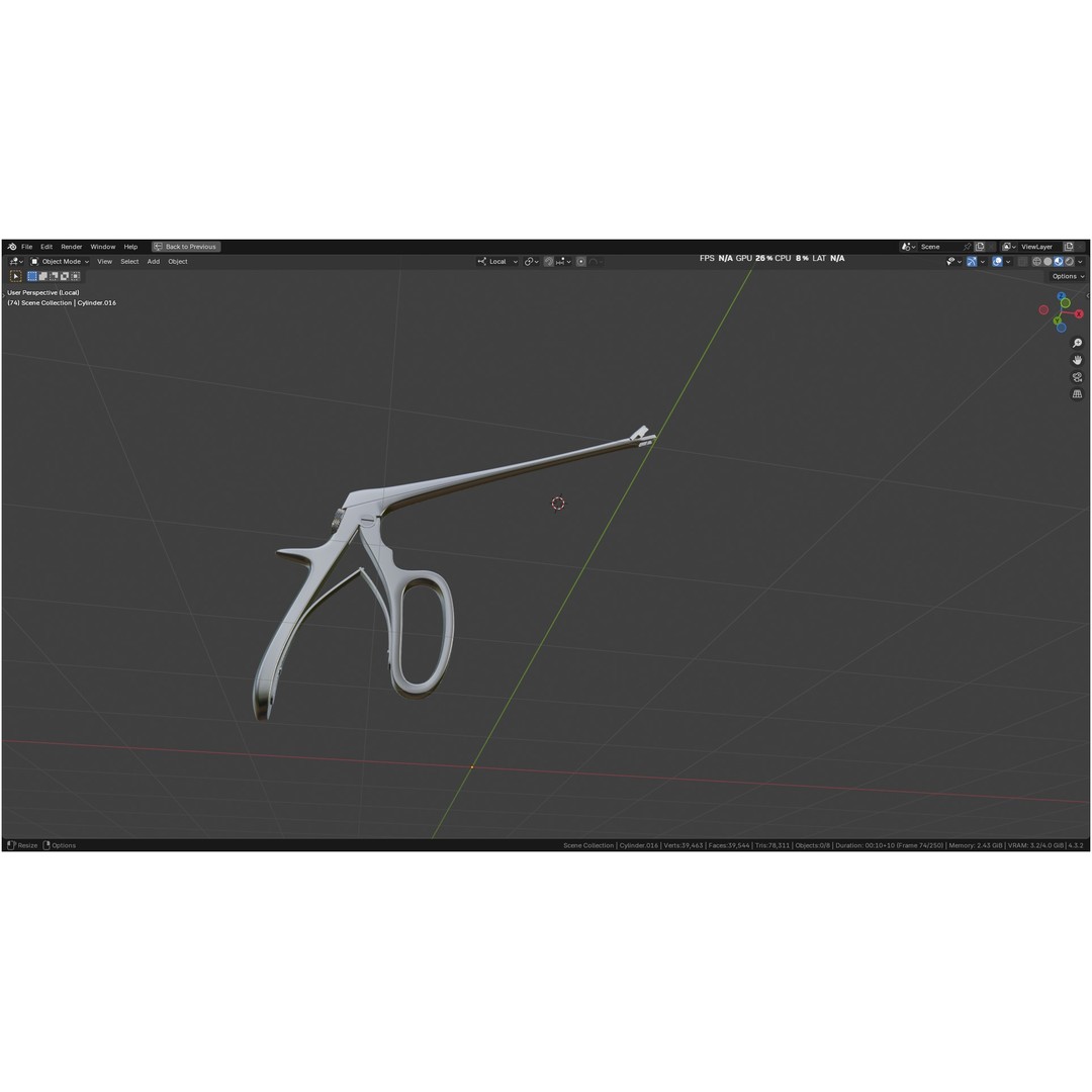 Tischler Standard Straight Biopsy Punch 3D Model – High Poly PBR Medical Tool, FBX, OBJ - View 55