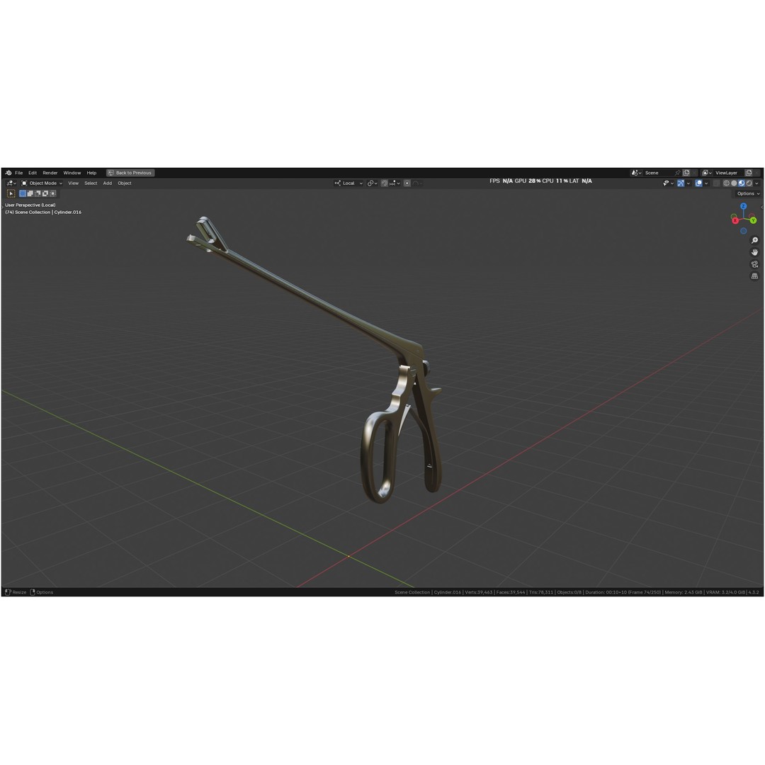 Tischler Standard Straight Biopsy Punch 3D Model – High Poly PBR Medical Tool, FBX, OBJ - View 56