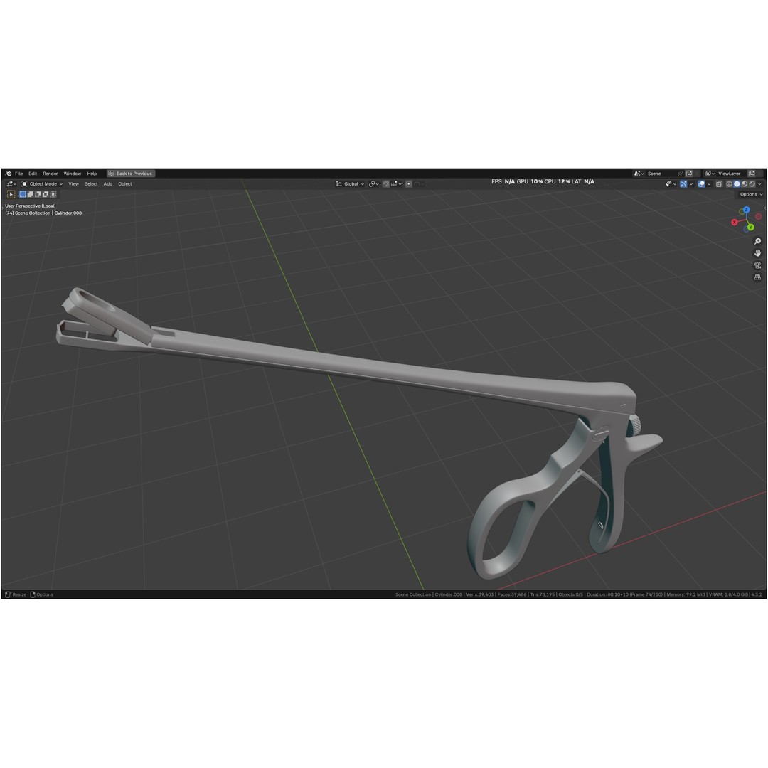 Tischler Standard Straight Biopsy Punch 3D Model – High Poly PBR Medical Tool, FBX, OBJ - View 6