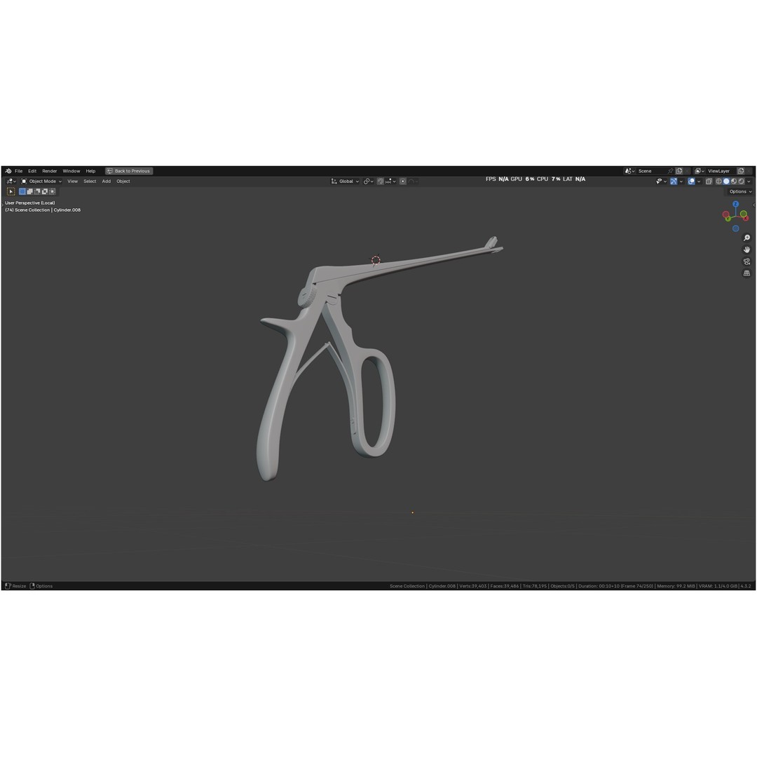 Tischler Standard Straight Biopsy Punch 3D Model – High Poly PBR Medical Tool, FBX, OBJ - View 8