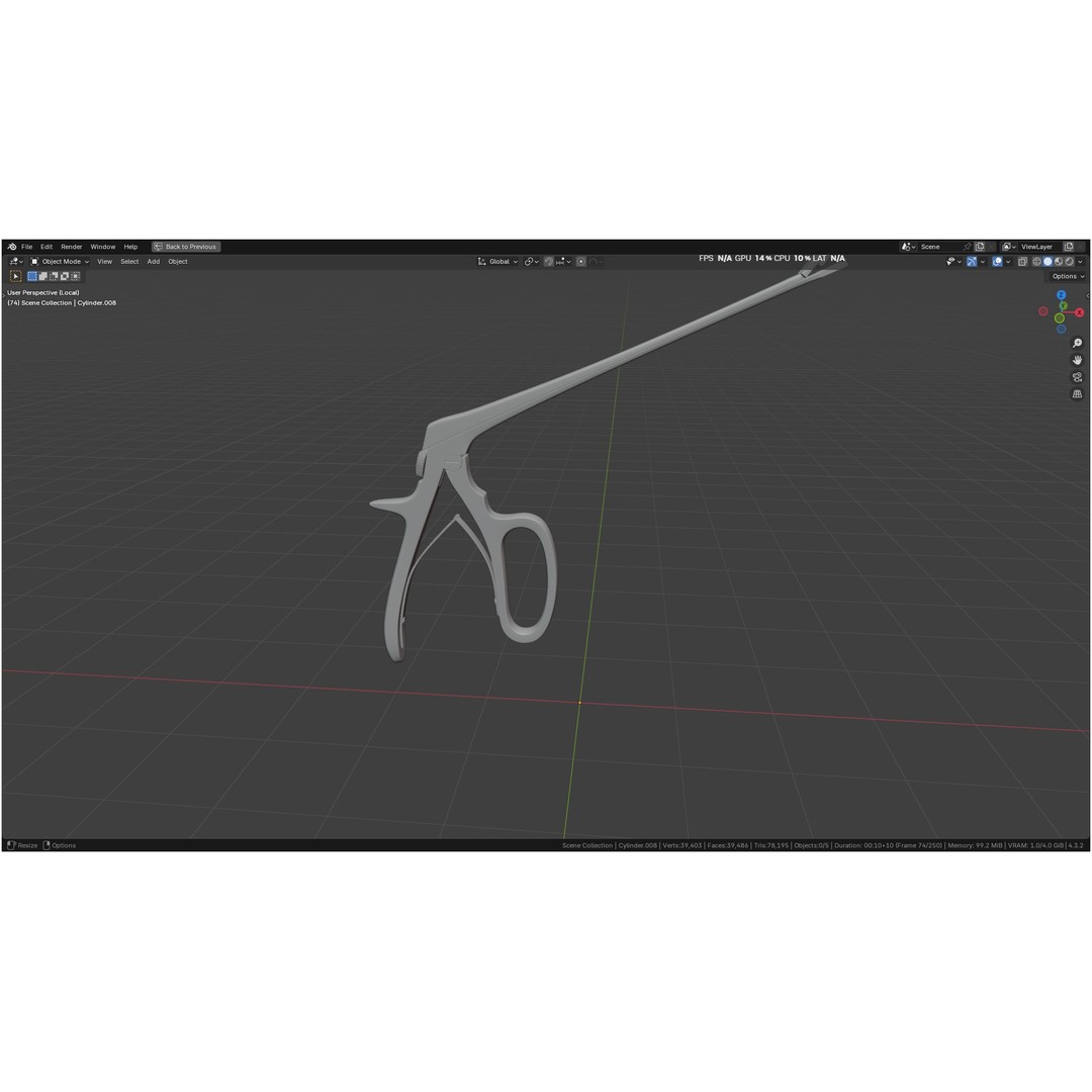 Tischler Standard Straight Biopsy Punch 3D Model – High Poly PBR Medical Tool, FBX, OBJ - View 9