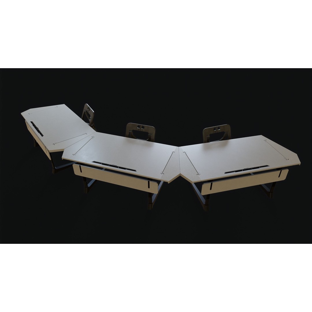 Futuristic Desk 3D Model – Low Poly Modular Design, FBX - View 18