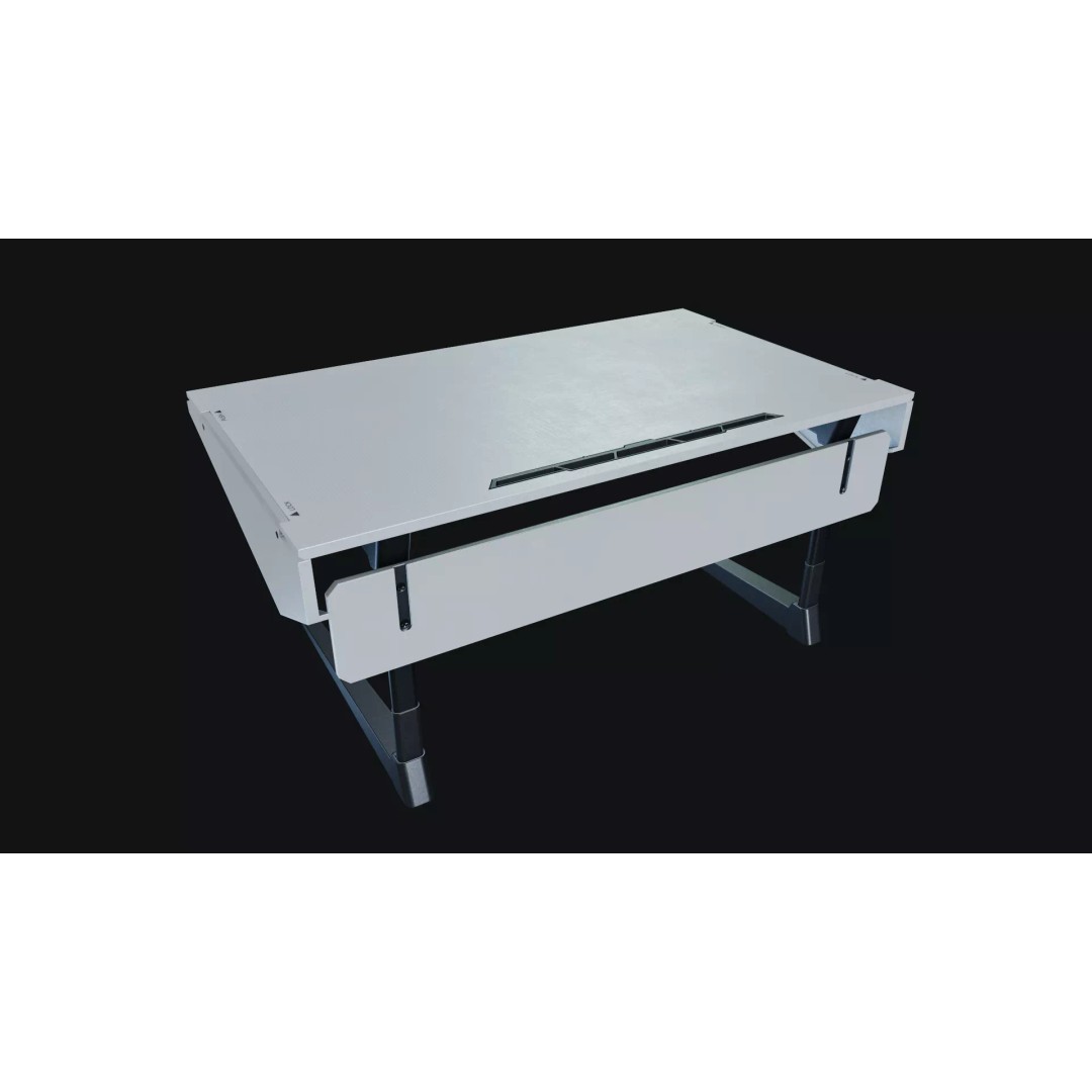 Futuristic Desk 3D Model – Low Poly Modular Design, FBX - View 2