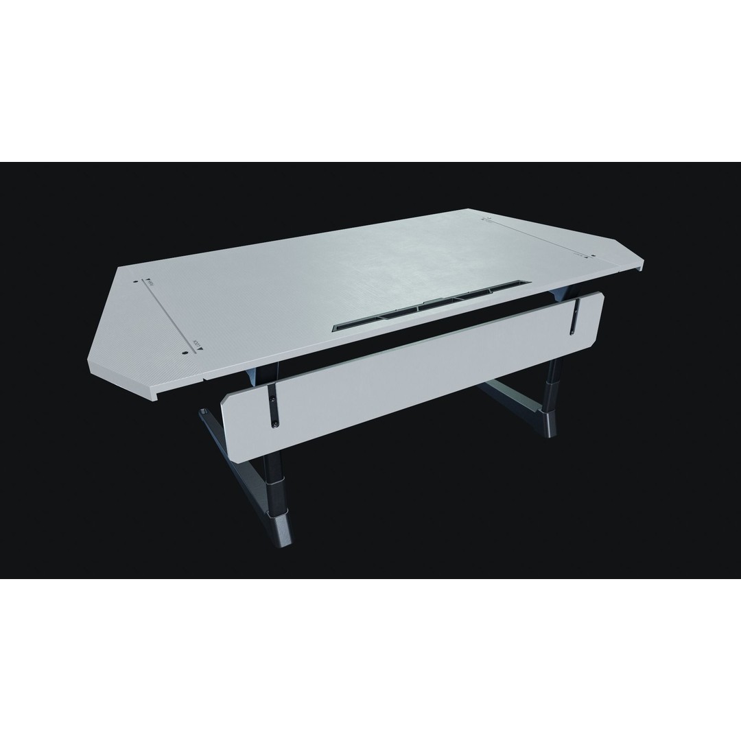 Futuristic Desk 3D Model – Low Poly Modular Design, FBX - View 3