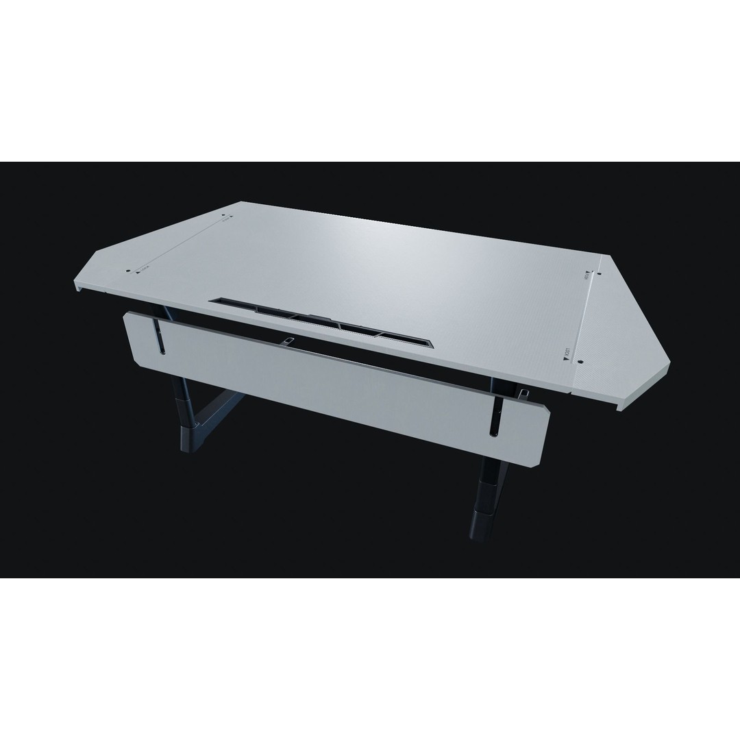 Futuristic Desk 3D Model – Low Poly Modular Design, FBX - View 5