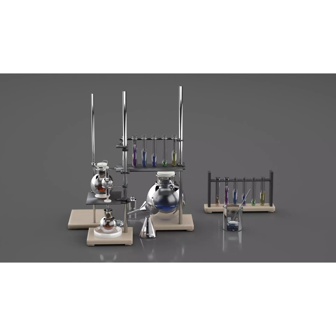 Chemical Laboratory Equipment 3D Model – PBR Textured Scene, FBX - View 2