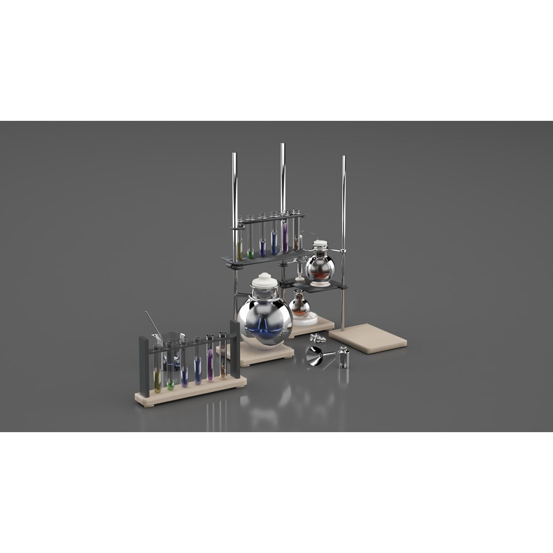 Chemical Laboratory Equipment 3D Model – PBR Textured Scene, FBX - View 3