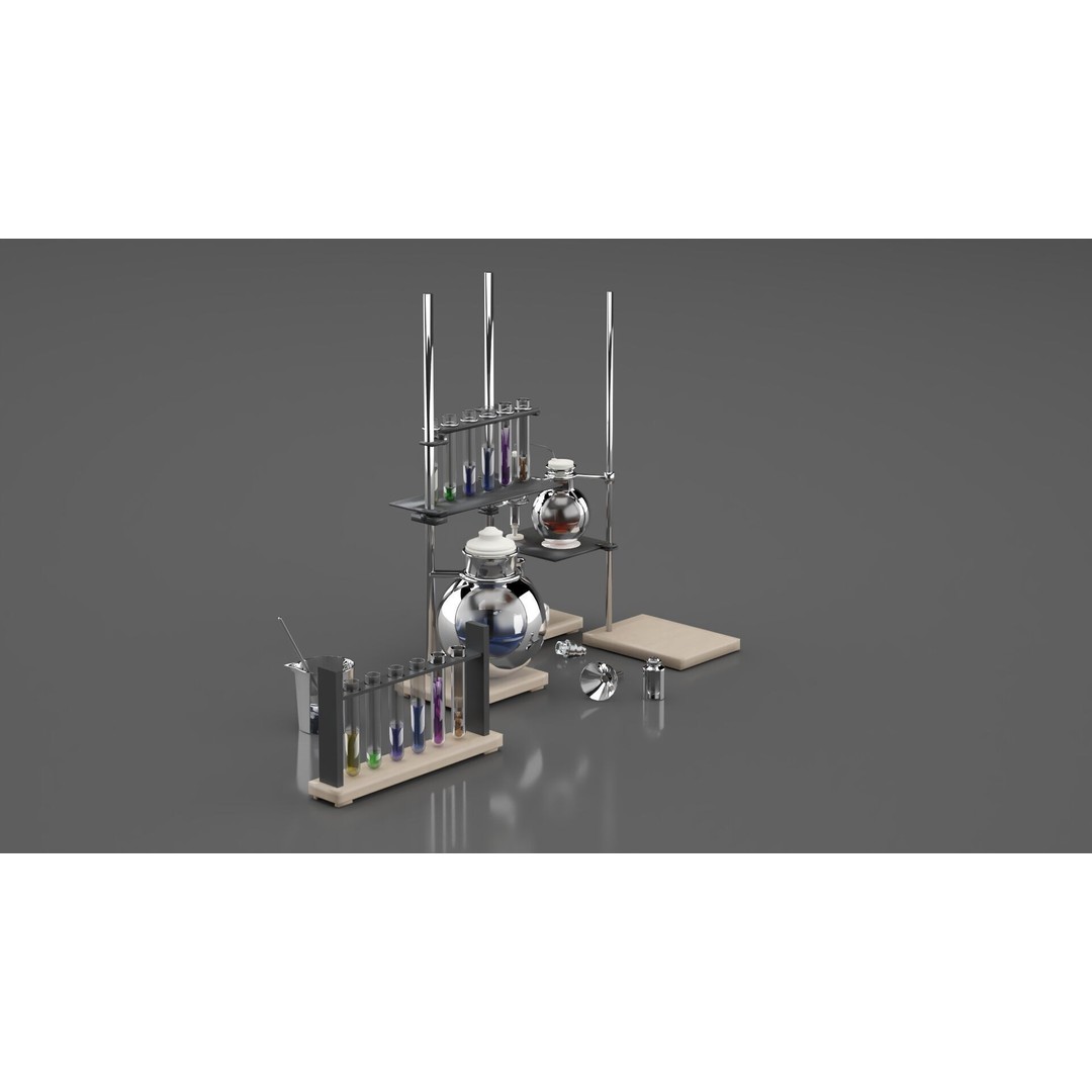 Chemical Laboratory Equipment 3D Model – PBR Textured Scene, FBX - View 4