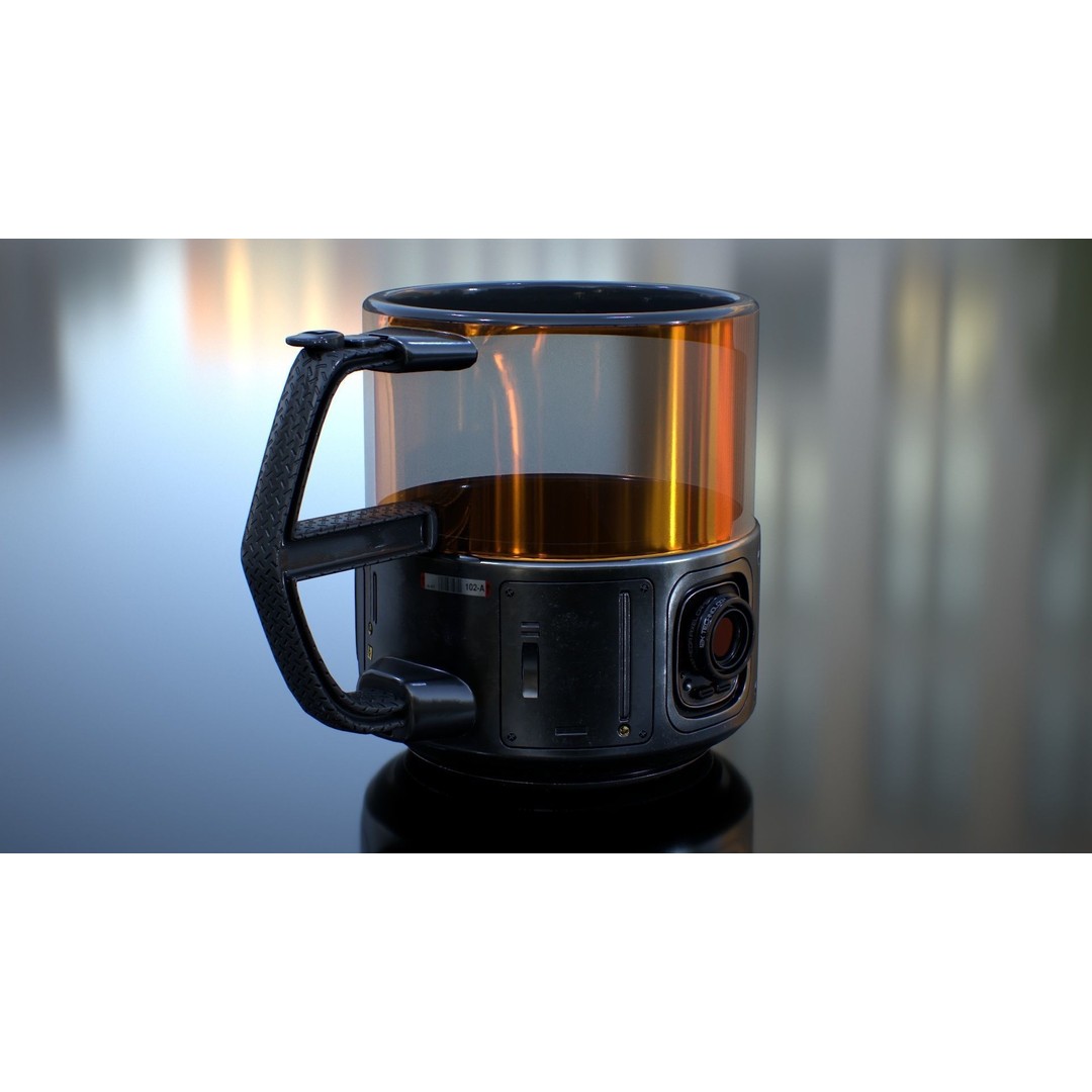 Sci Fi Mug with Camera 3D Model – Low Poly PBR Asset, FBX - View 11