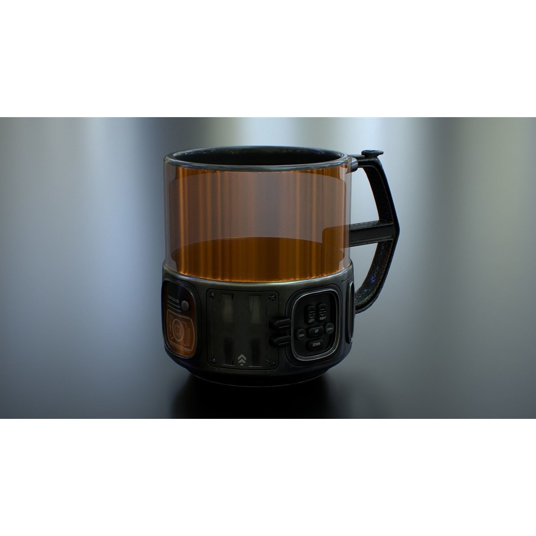 Sci Fi Mug with Camera 3D Model – Low Poly PBR Asset, FBX - View 12