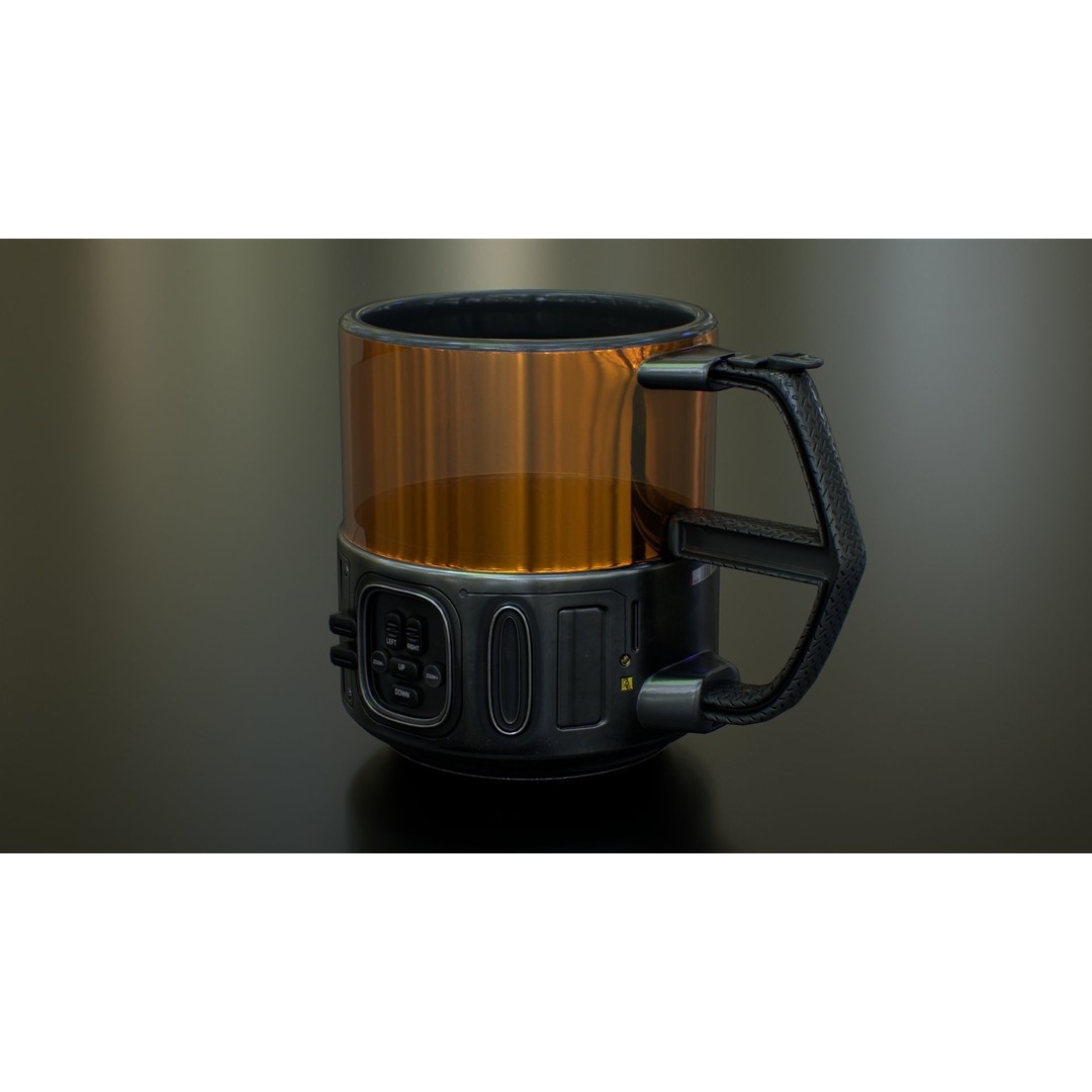 Sci Fi Mug with Camera 3D Model – Low Poly PBR Asset, FBX - View 13