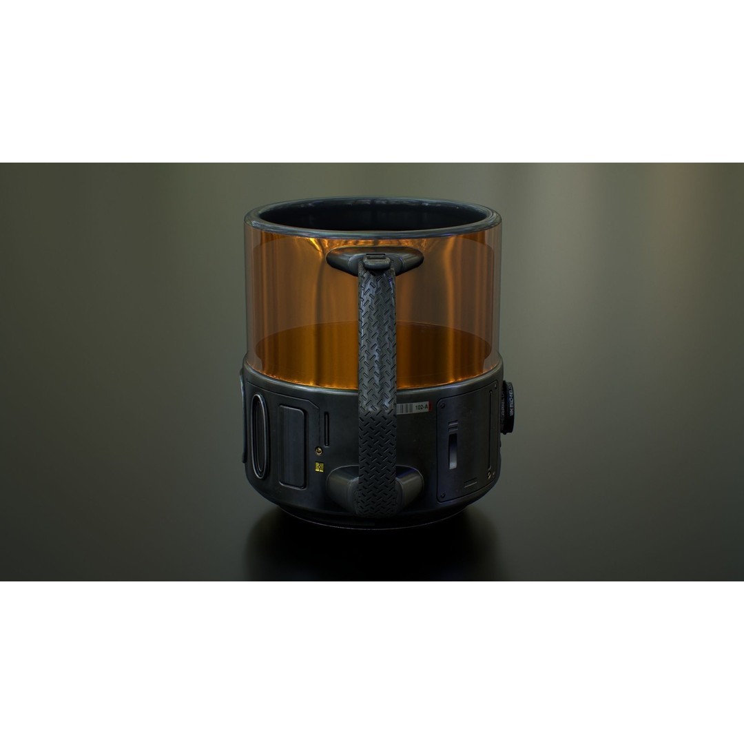Sci Fi Mug with Camera 3D Model – Low Poly PBR Asset, FBX - View 14