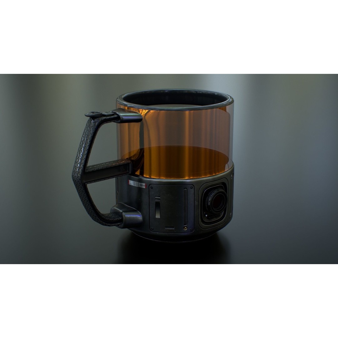 Sci Fi Mug with Camera 3D Model – Low Poly PBR Asset, FBX - View 15