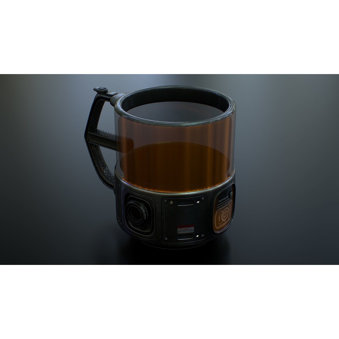 Sci Fi Mug with Camera 3D Model – Low Poly PBR Asset, FBX - View 16