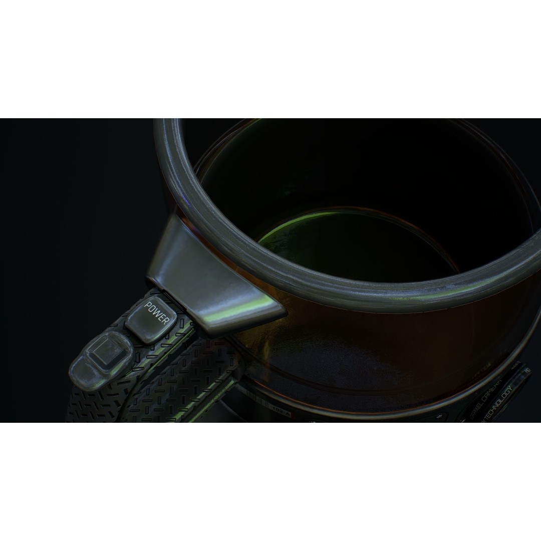 Sci Fi Mug with Camera 3D Model – Low Poly PBR Asset, FBX - View 21