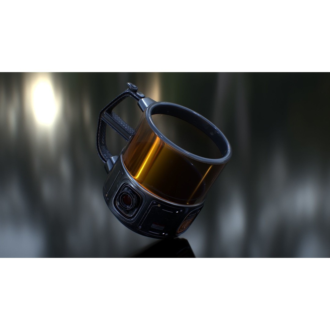 Sci Fi Mug with Camera 3D Model – Low Poly PBR Asset, FBX - View 3