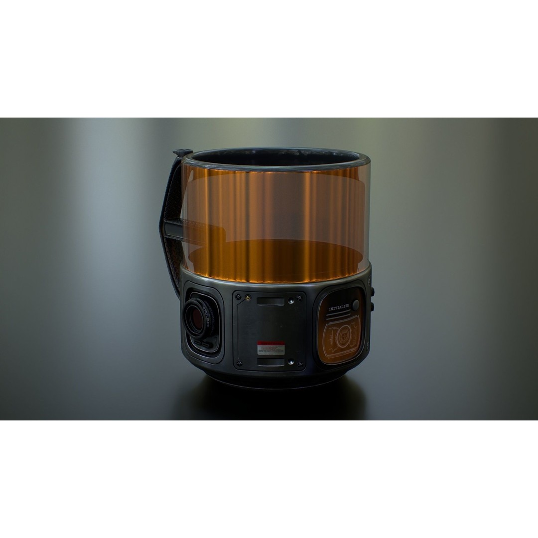 Sci Fi Mug with Camera 3D Model – Low Poly PBR Asset, FBX - View 4