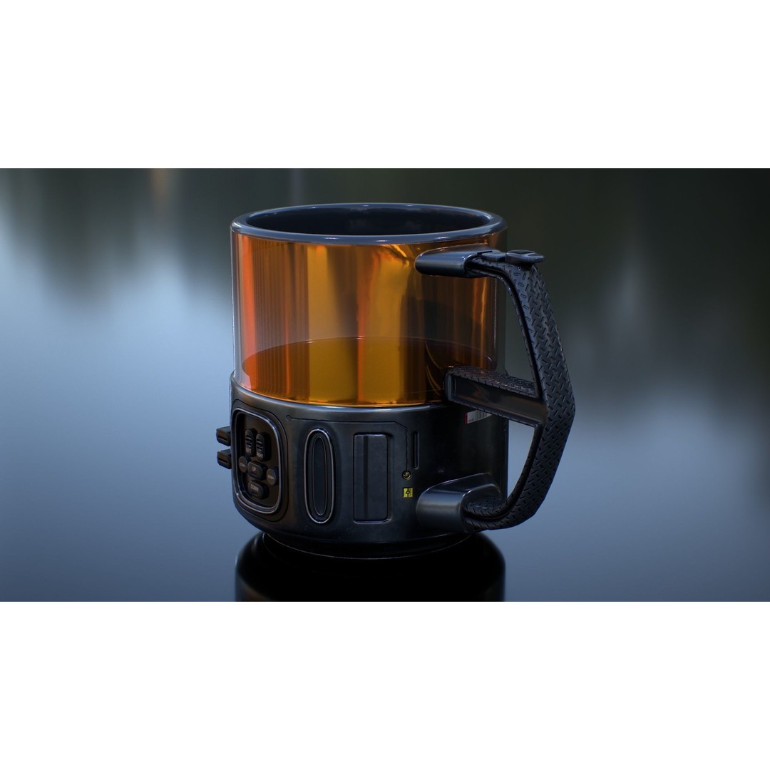 Sci Fi Mug with Camera 3D Model – Low Poly PBR Asset, FBX - View 9