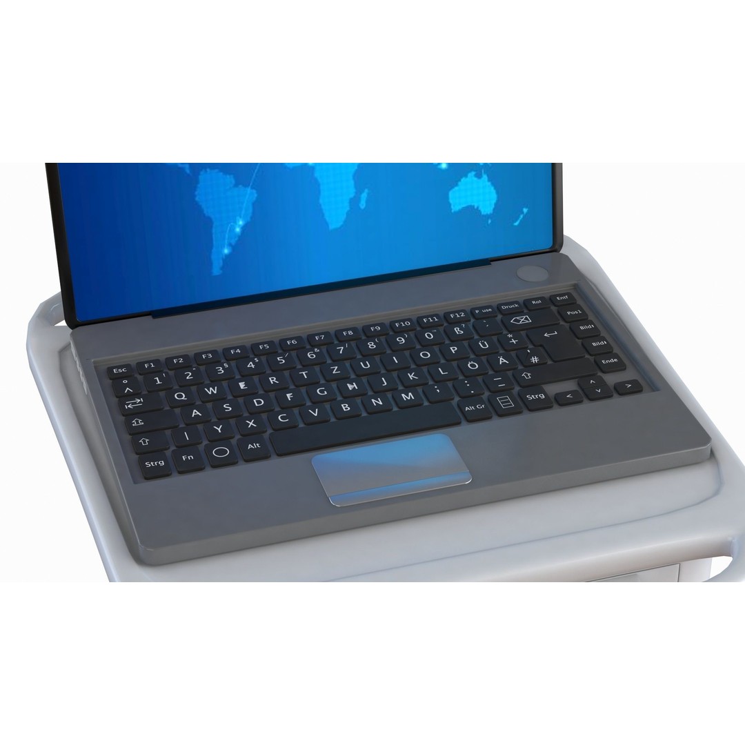 Mobile Laptop Cart 3D Model – Low Poly Medical Equipment, FBX, OBJ - View 8
