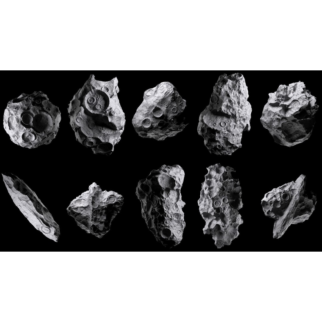 Asteroids 3D Model – Space Bundle with PBR Textures, FBX & OBJ - View 3