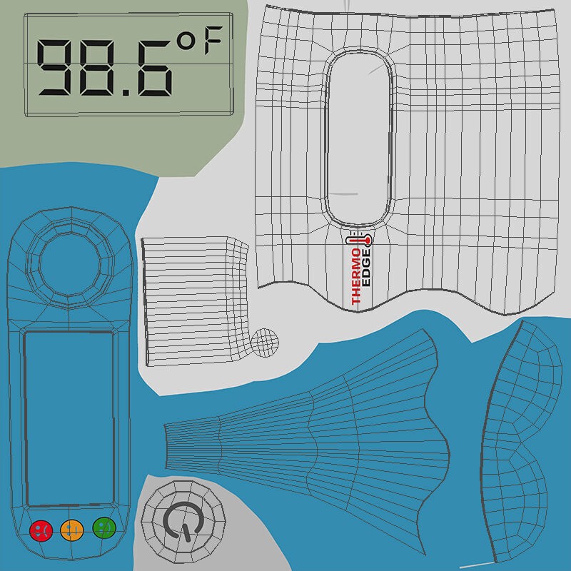 Digital Thermometer 3D Model – PBR, V-Ray Rendered, Game Ready