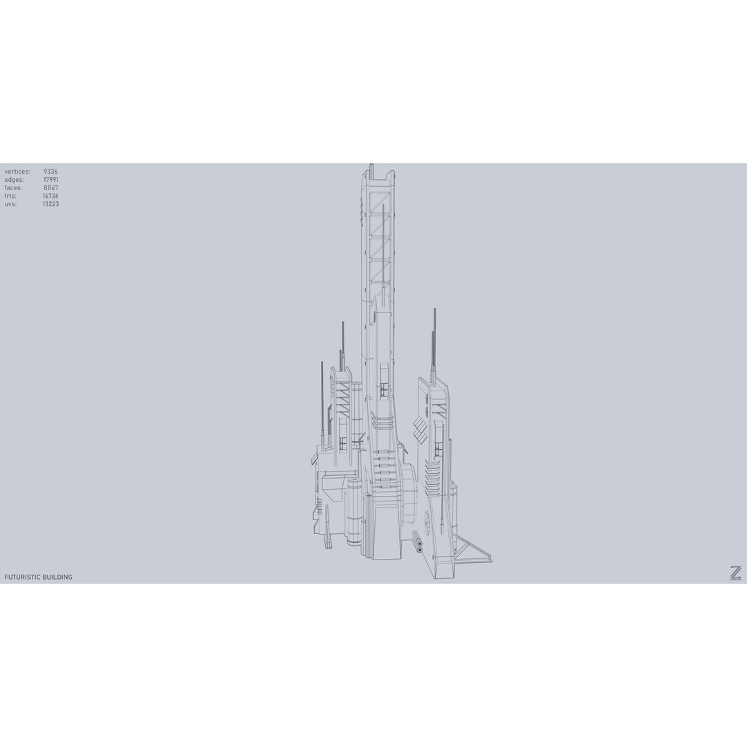 Futuristic Building 3D Model – Low Poly Sci-Fi Architectural Asset, FBX - View 12