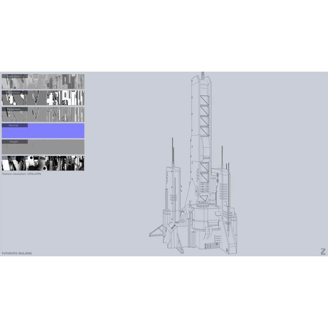 Futuristic Building 3D Model – Low Poly Sci-Fi Architectural Asset, FBX - View 4